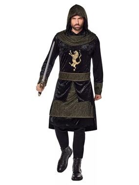 Spirit Medieval Knight Hooded Costume Adult Small Halloween Crusader